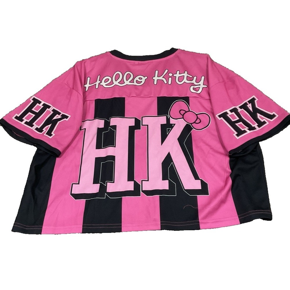 Sanrio Hello Kitty Women's Cropped Graphic Football Skimmer Jersey Size L Pink - Picture 4 of 9